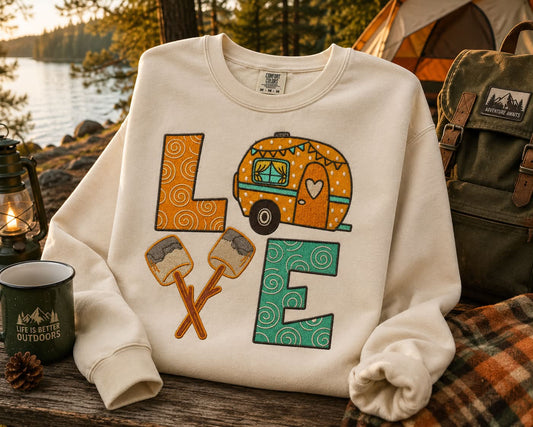 🧡 Camping LOVE Embroidered Shirt 🧡