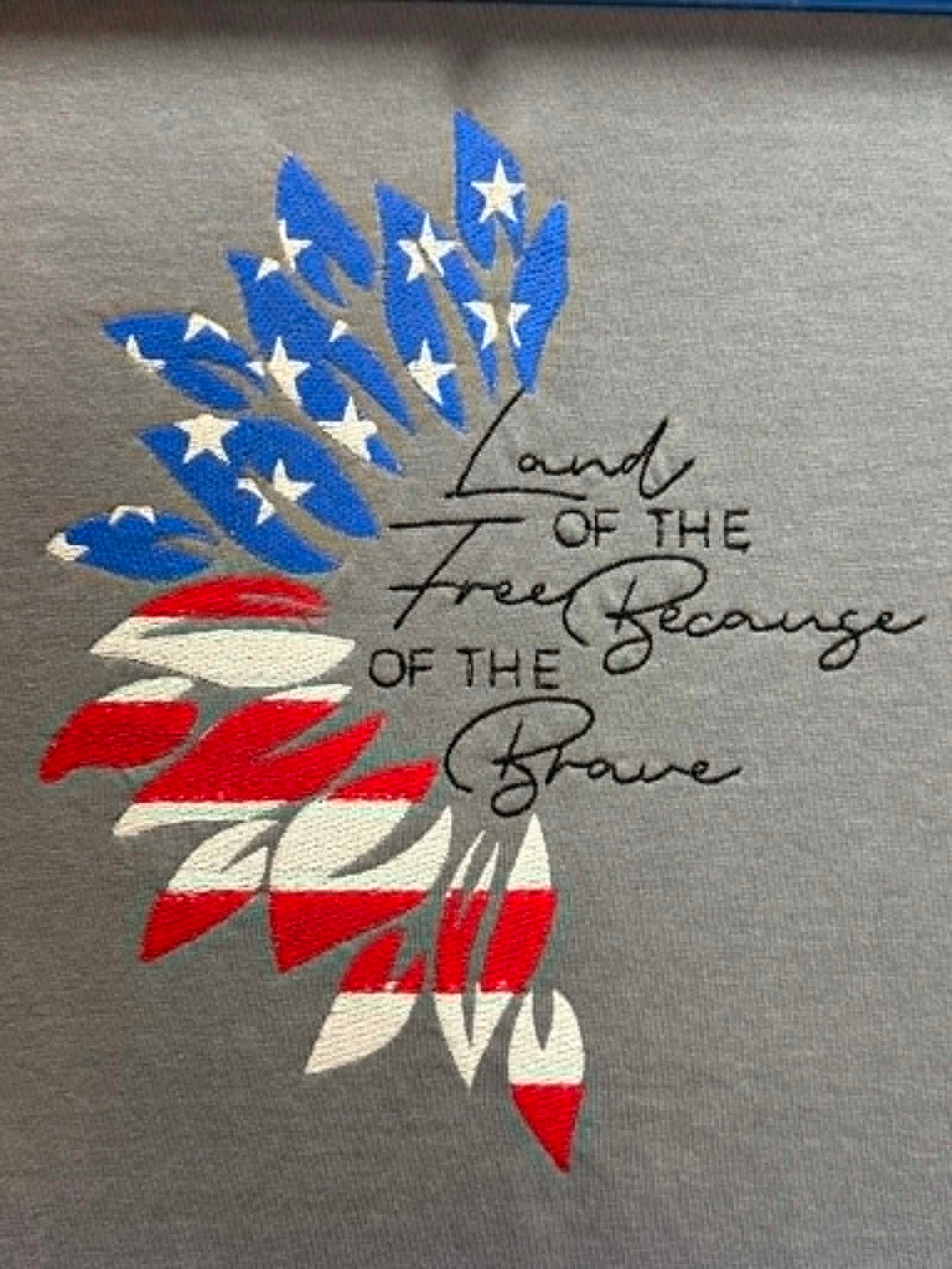 Land of the Free Embroidered Tee ❤️🤍💙