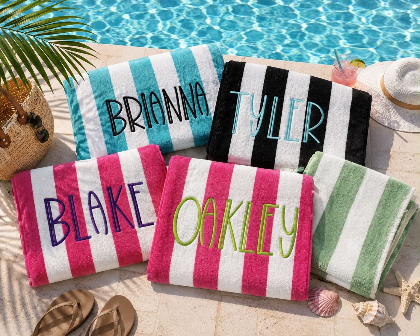 Personalized Cabana Stripe Beach Towels